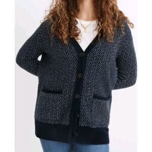 Madewell Women's Bird's Eye Maysfield OVERSIZED Cardigan Sweater Size XS